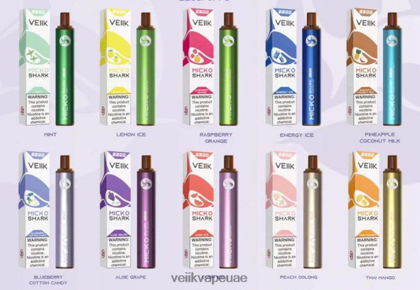 VEIIK Micko Shark 2200 نفث قلم vape القابل للتصرف 10 قطع 0242L053 VEIIK سعر نكهات متعددة
