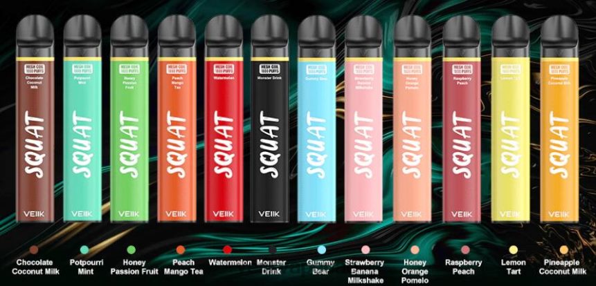 VEIIK Squat Mesh 1800 نفث قلم vape القابل للتصرف 10 قطع 0242L054 VEIIK vape review نكهات متعددة
